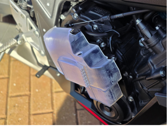 High temperature 3D printed e clutch cover on motorbike